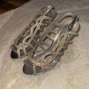 Elegant Silver Rhinestone Heels